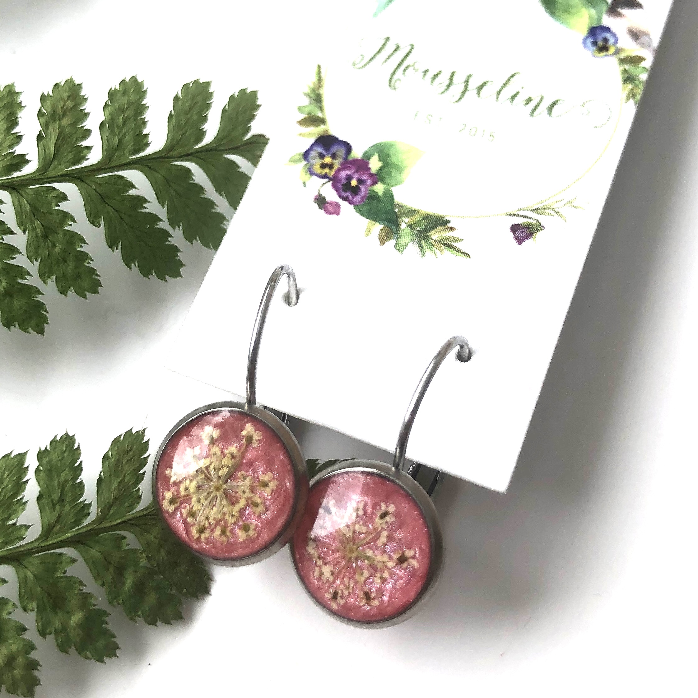 Boucles d'oreilles fleurs de carotte sauvage-Queen Anne's Lace Earrings