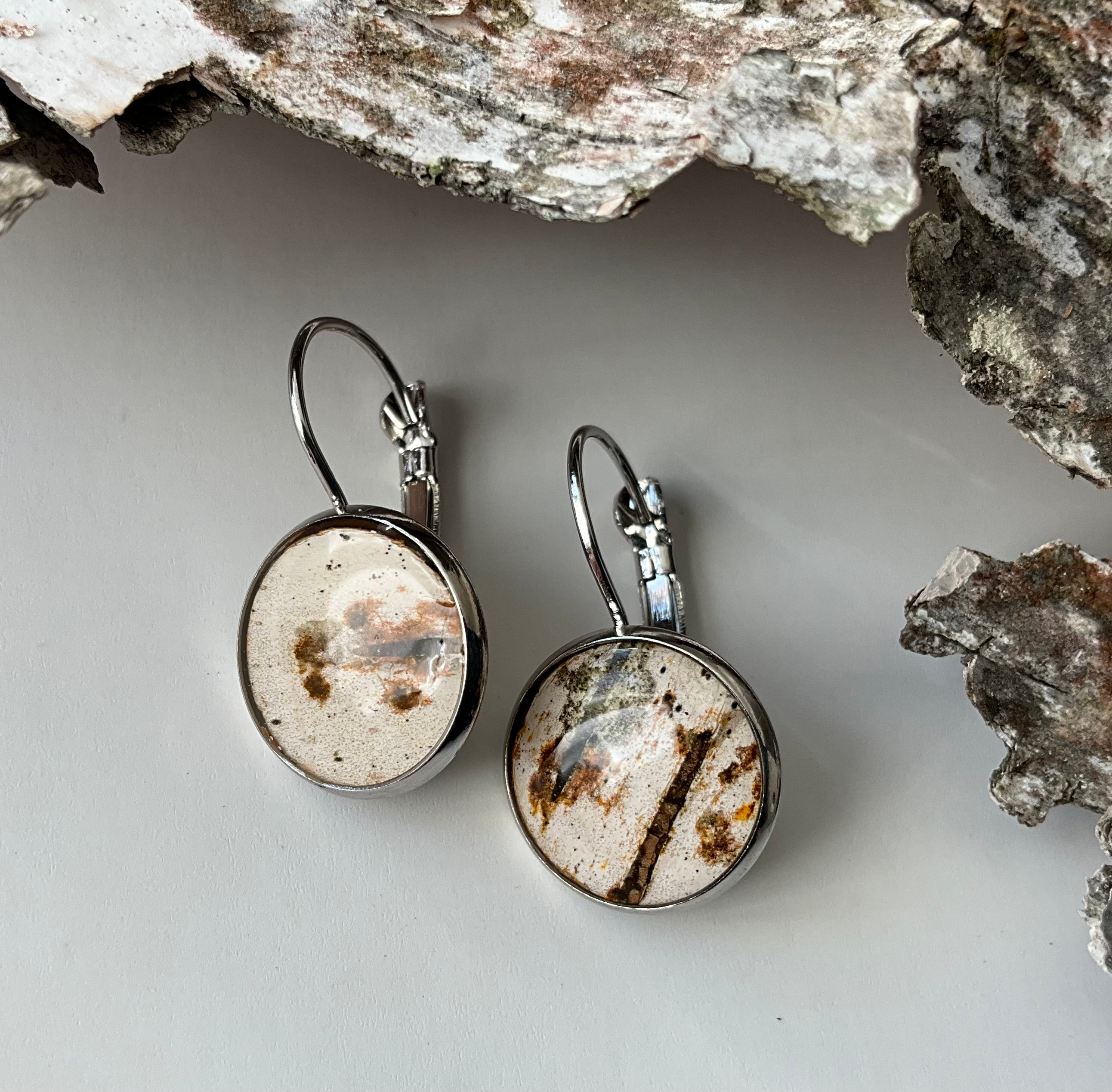 Boucles d'oreilles bouleau à papier /White birch earrings