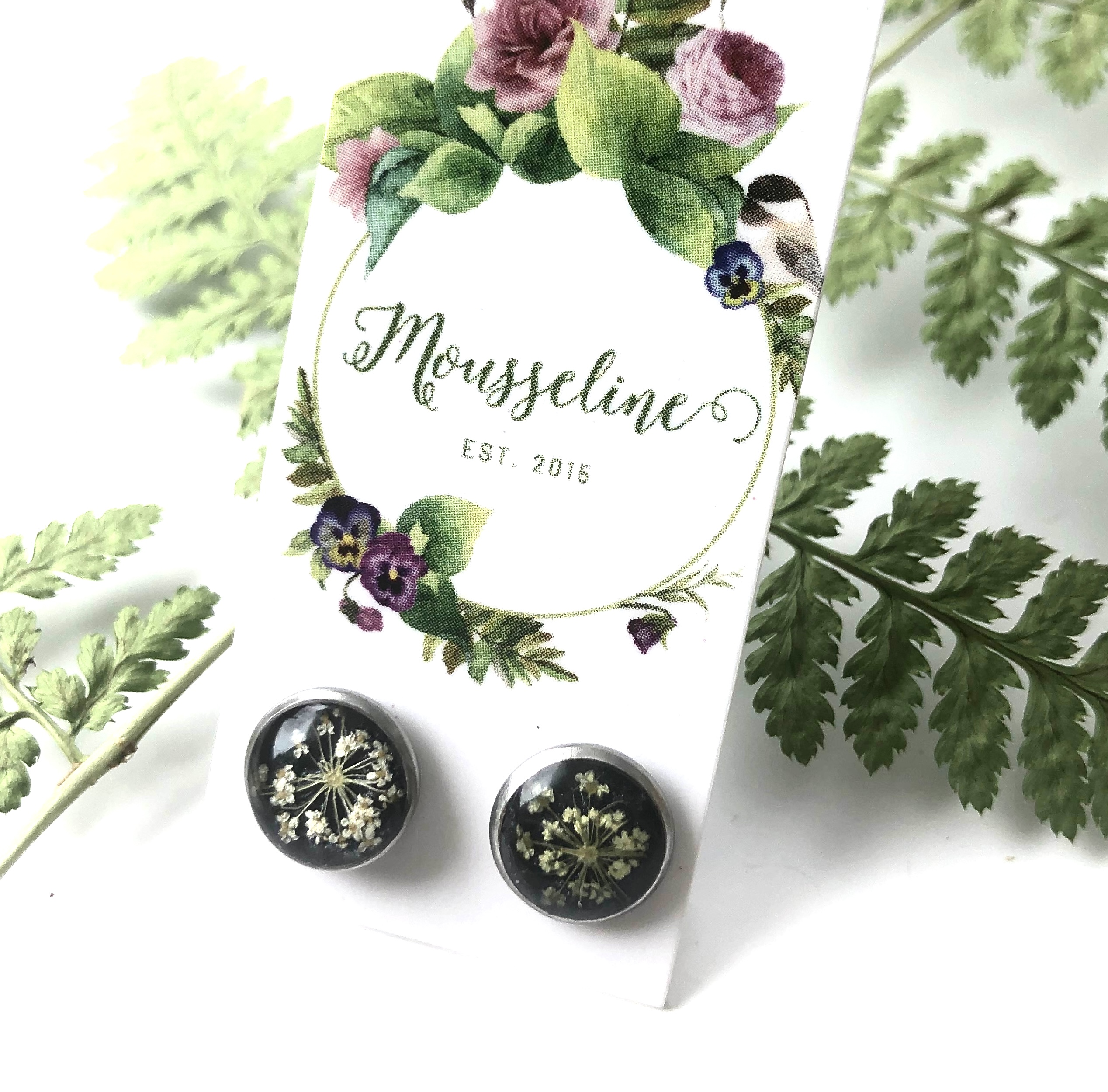 Boucles d'oreilles fleurs de carotte sauvage-Queen Anne's Lace Earrings