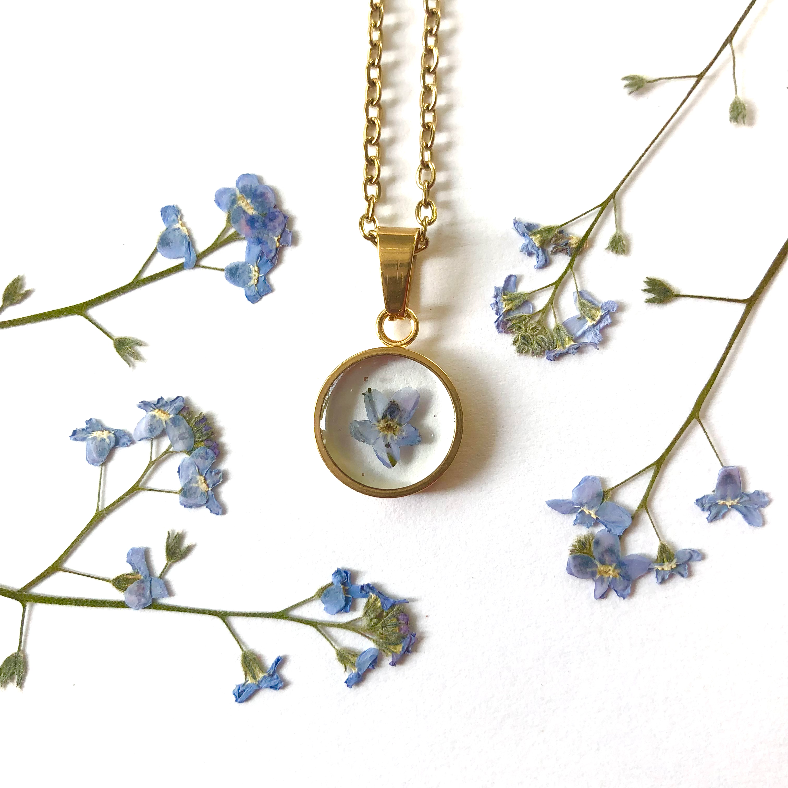 Collier Myosotis / Forget-me-not necklace
