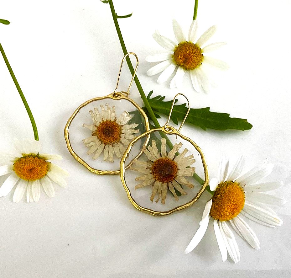 B. d'oreilles Marguerites (Rondes/or)-Daisy Earrings (Round/gold)