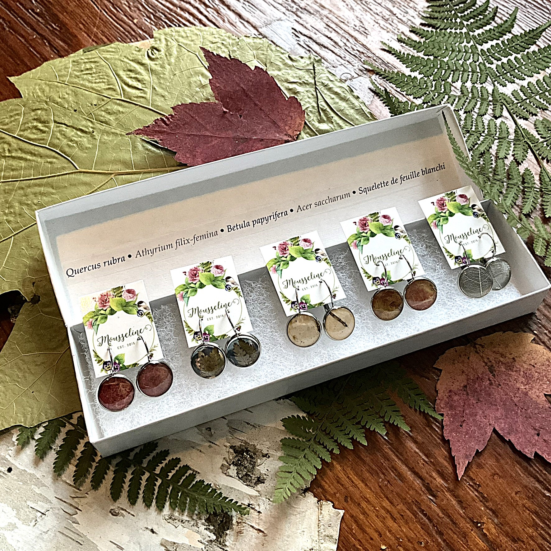 Coffret Forêt Estrienne-Boucles d'oreilles dormeuses