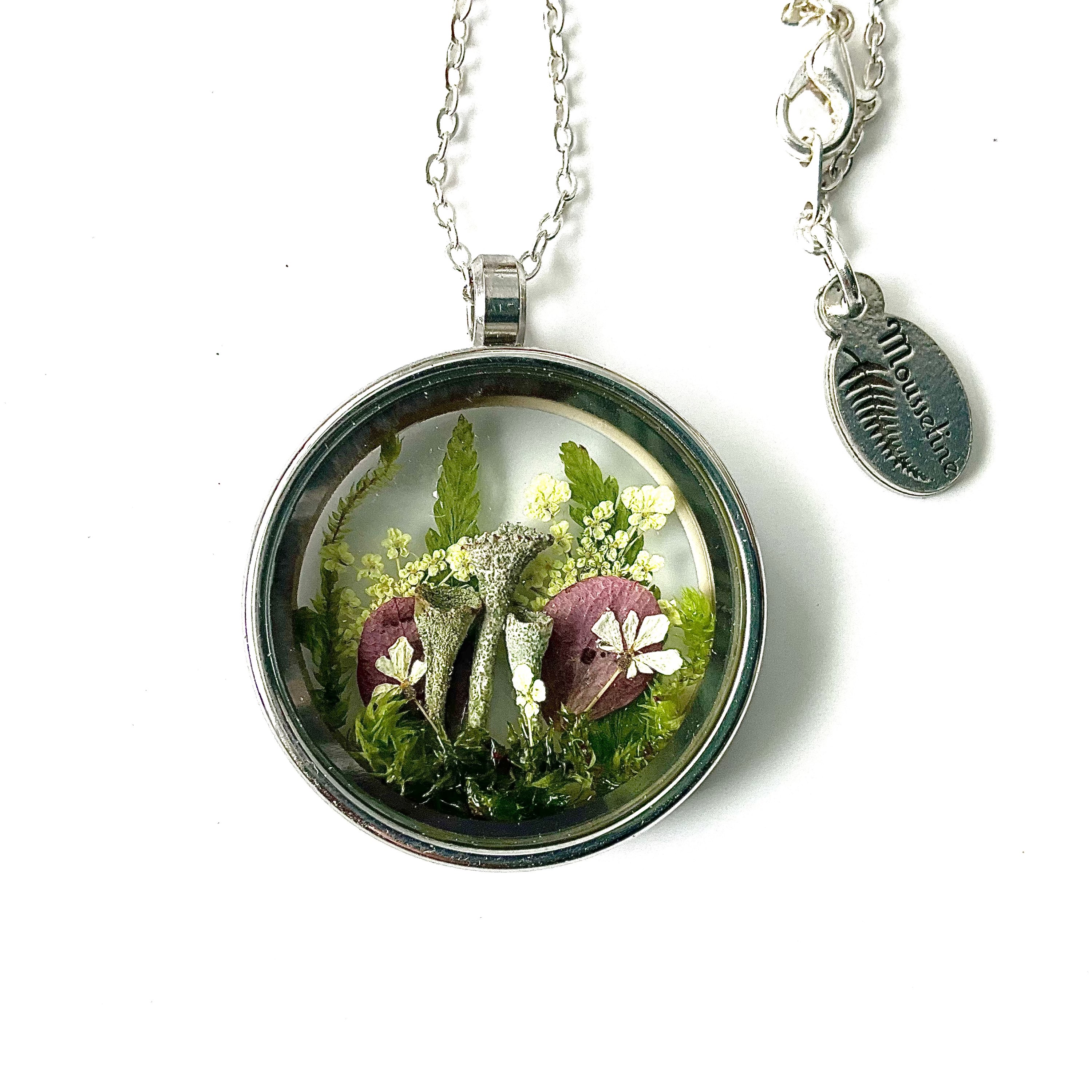 Collier Loquet Champignon-Cladonia-Pixie cup locket Necklace