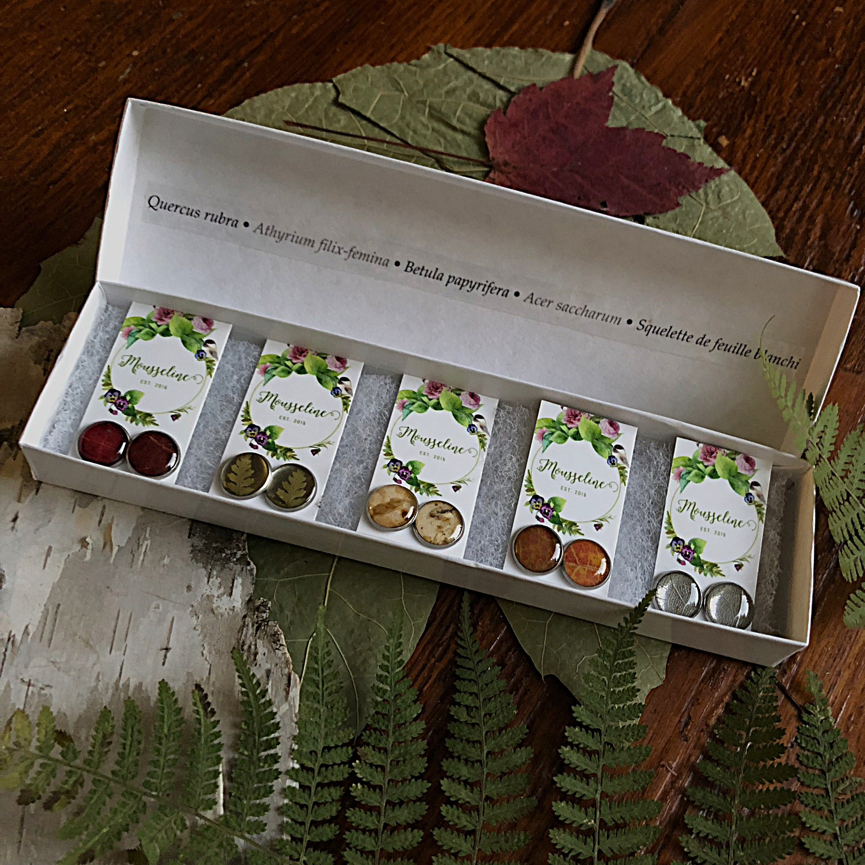 Coffret Forêt Estrienne-Boucles d'oreilles bouton