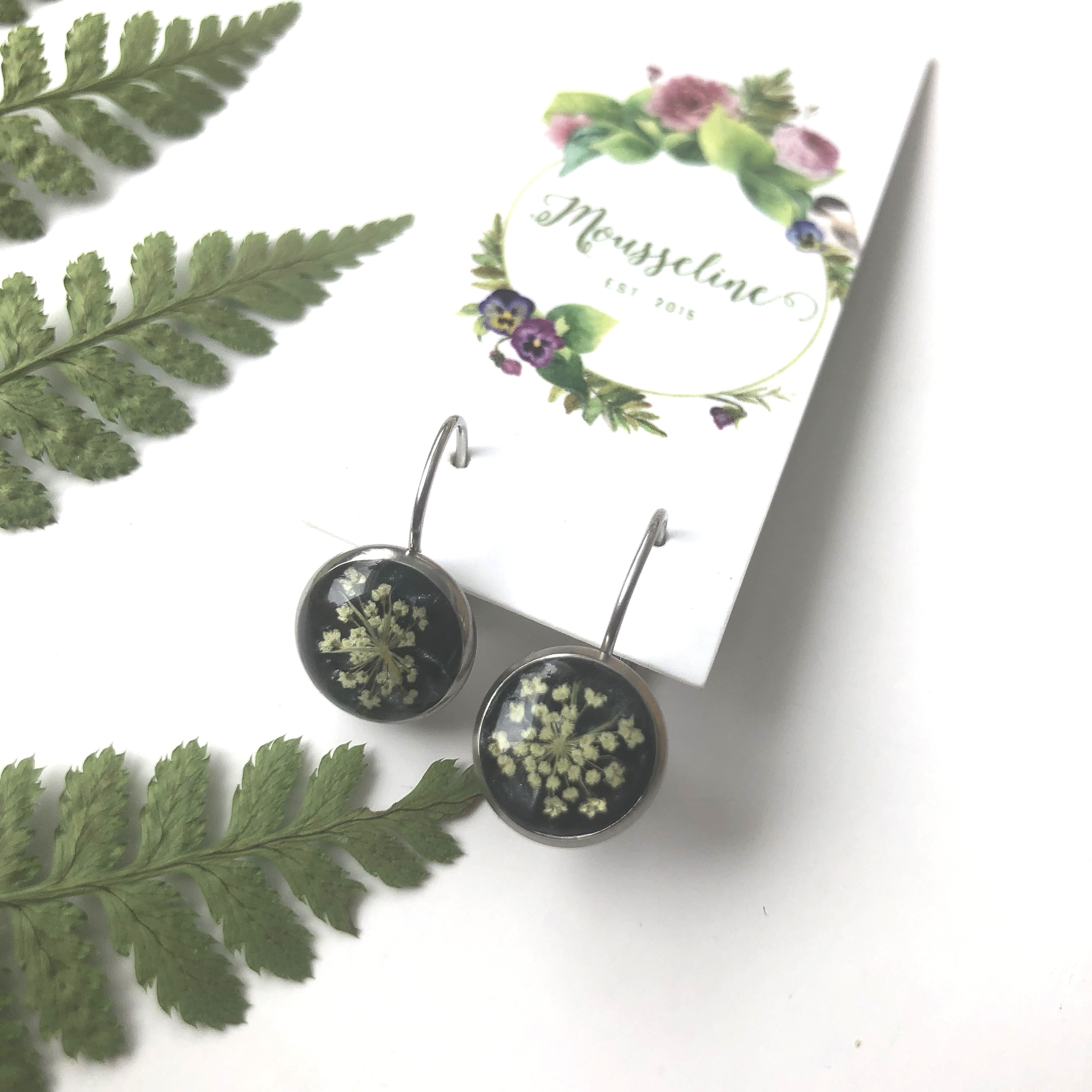 Boucles d'oreilles fleurs de carotte sauvage-Queen Anne's Lace Earrings