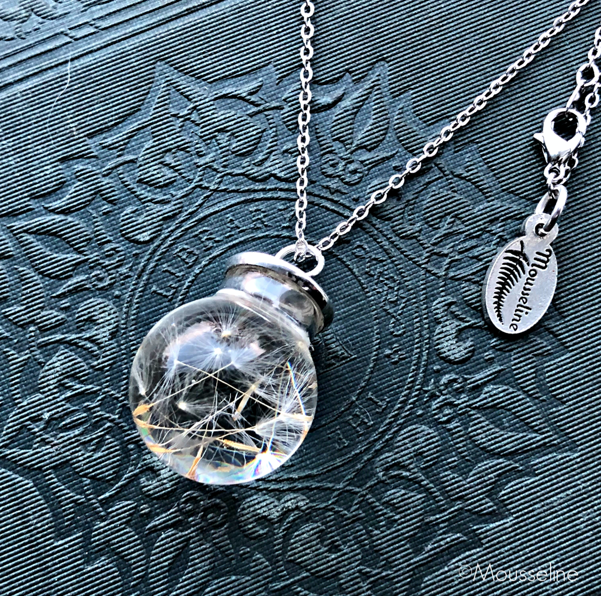 Collier Bulle Graines de Pissenlit-Dandelion Seeds Glass Bubble Necklace