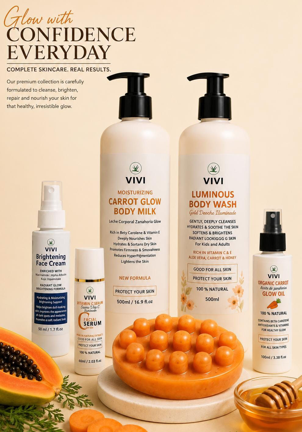 Carrot glow lightening body milk combo SPF 30