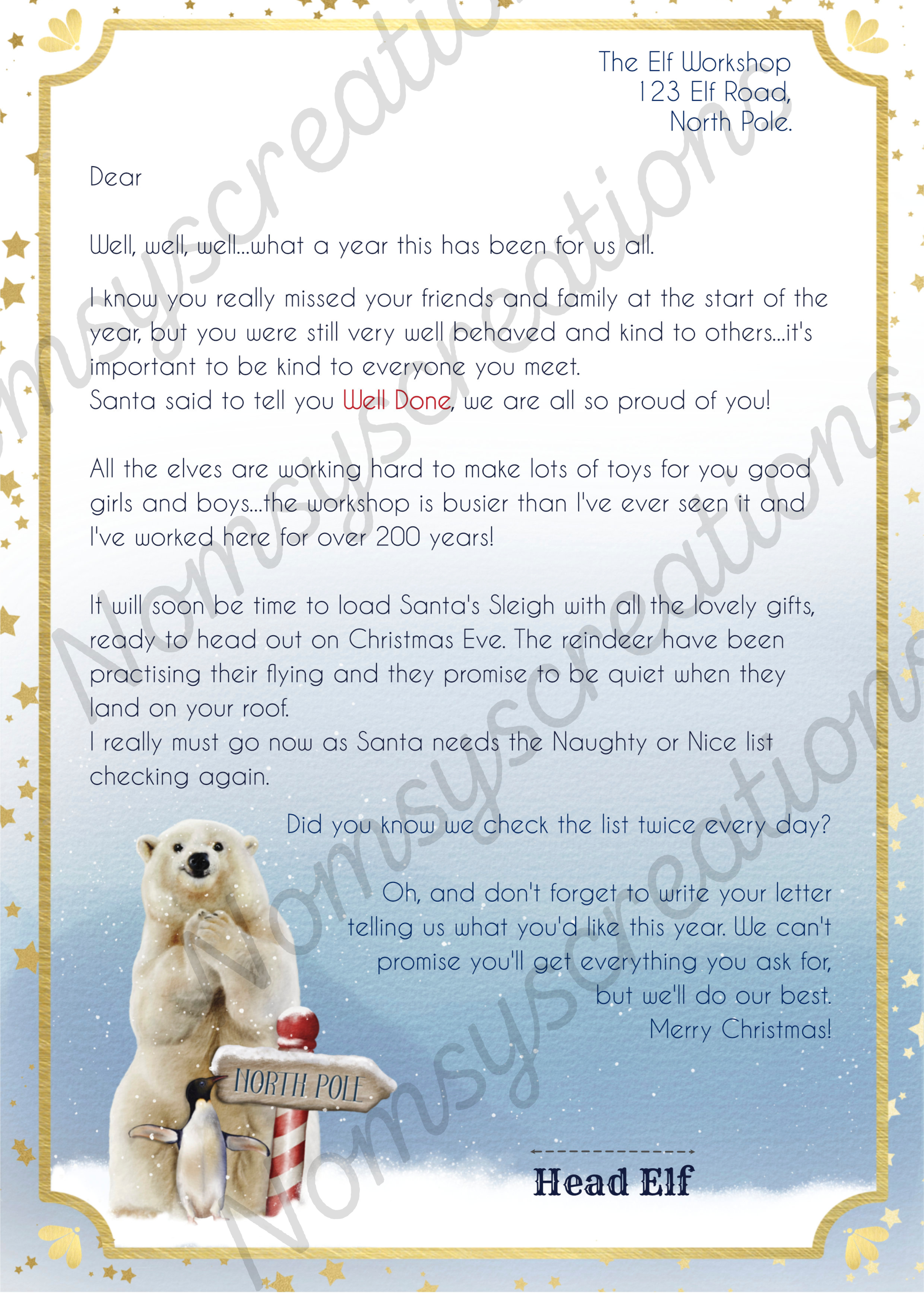 Personalised letter from Santa
