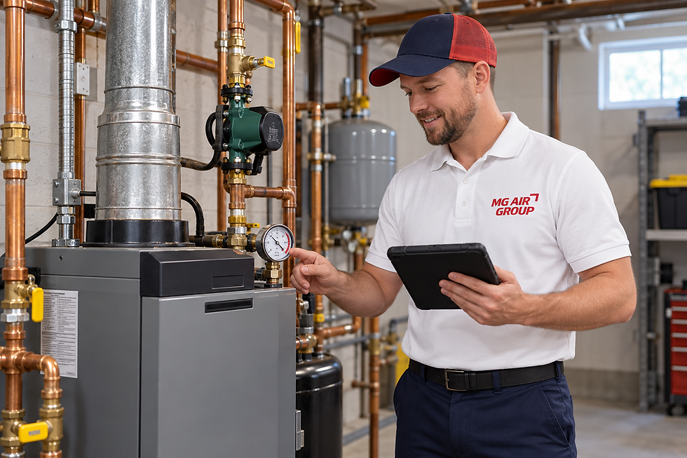 Technician checks hydronic boiler readings.png