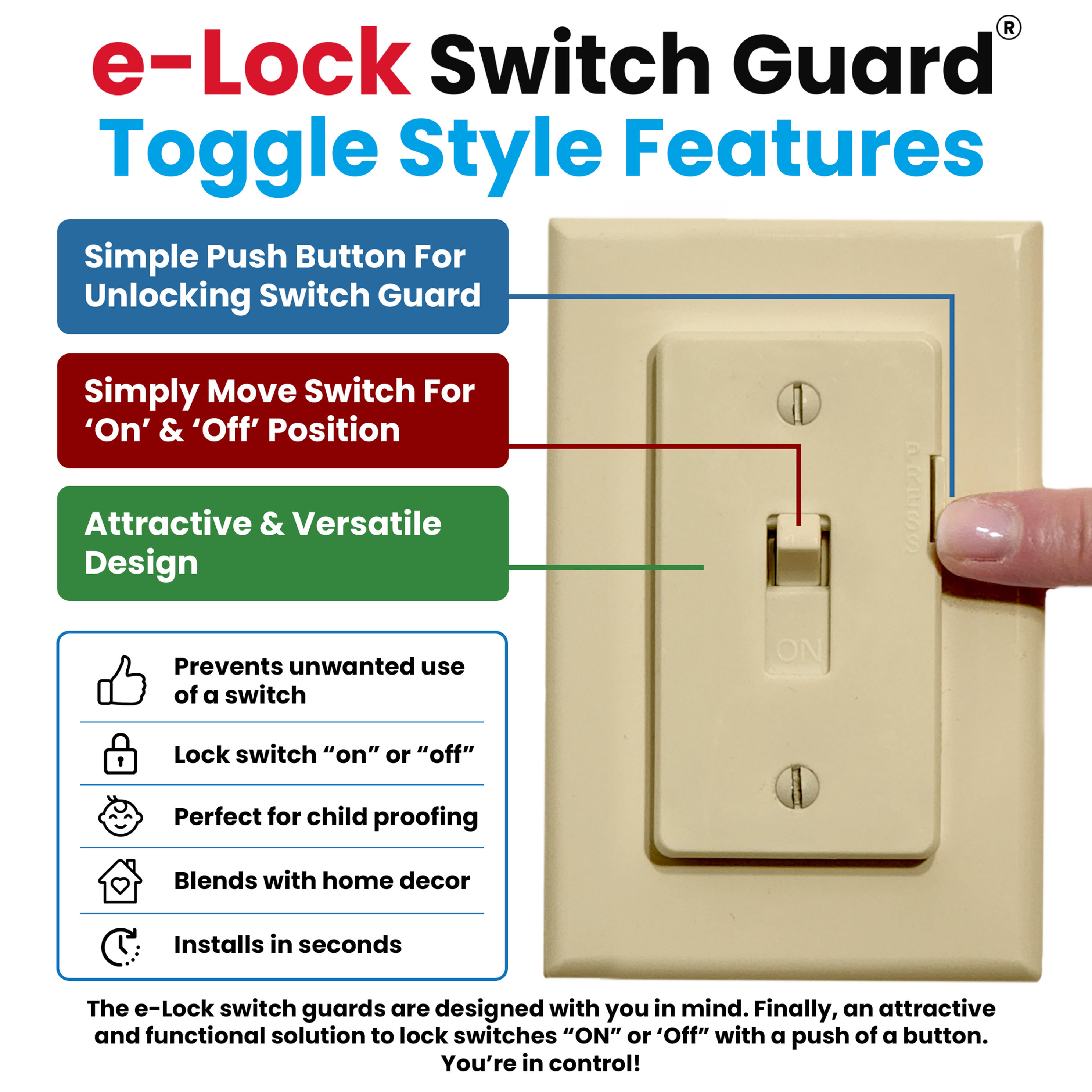 Toggle e-Lock Switch Guard Features