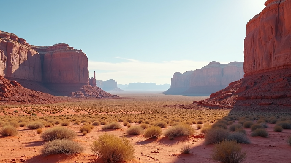Wide angle view of red rock formations in Papago Park