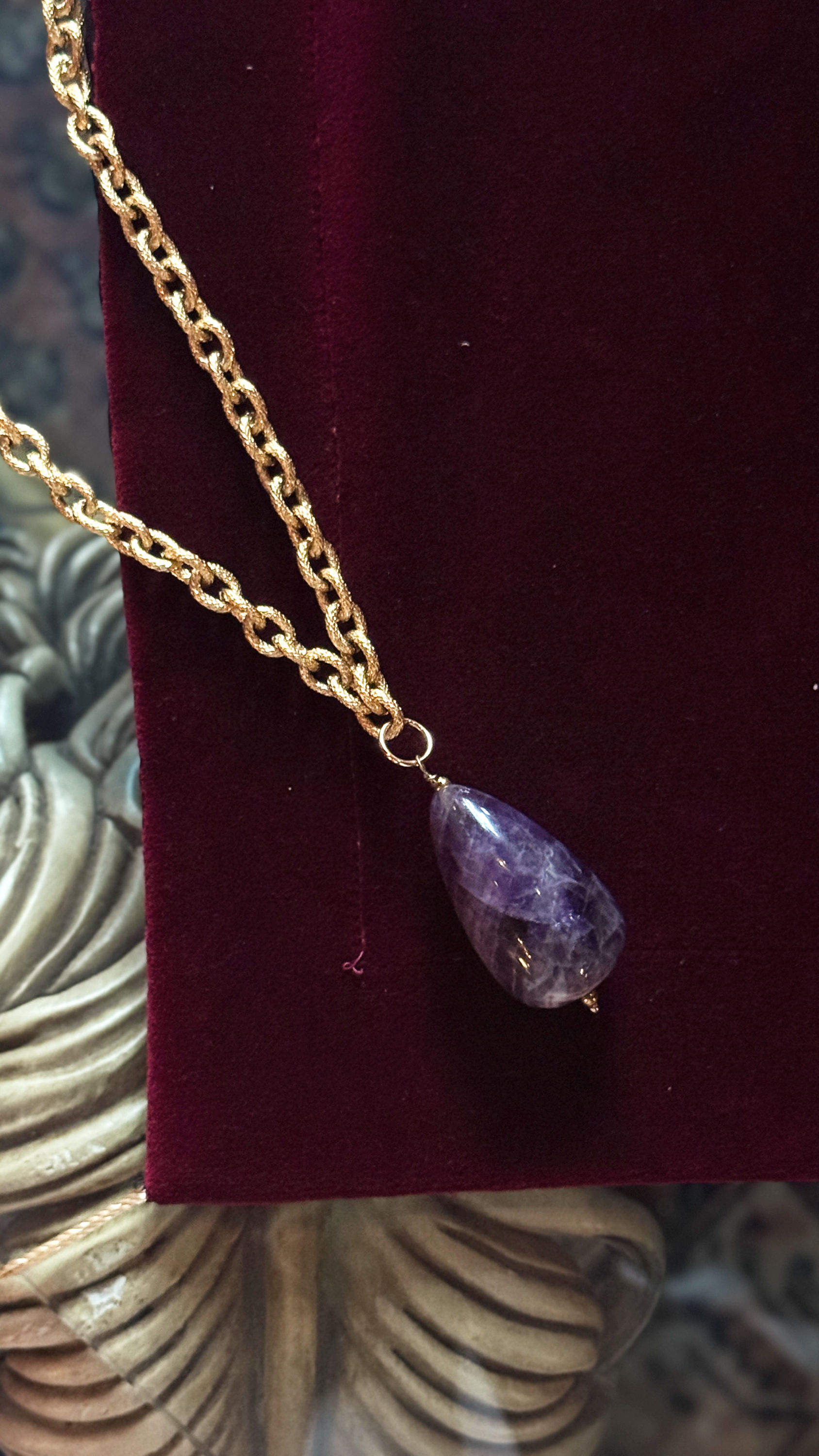 Lacrima del tempio Collana Maxi con Ametista a Goccia