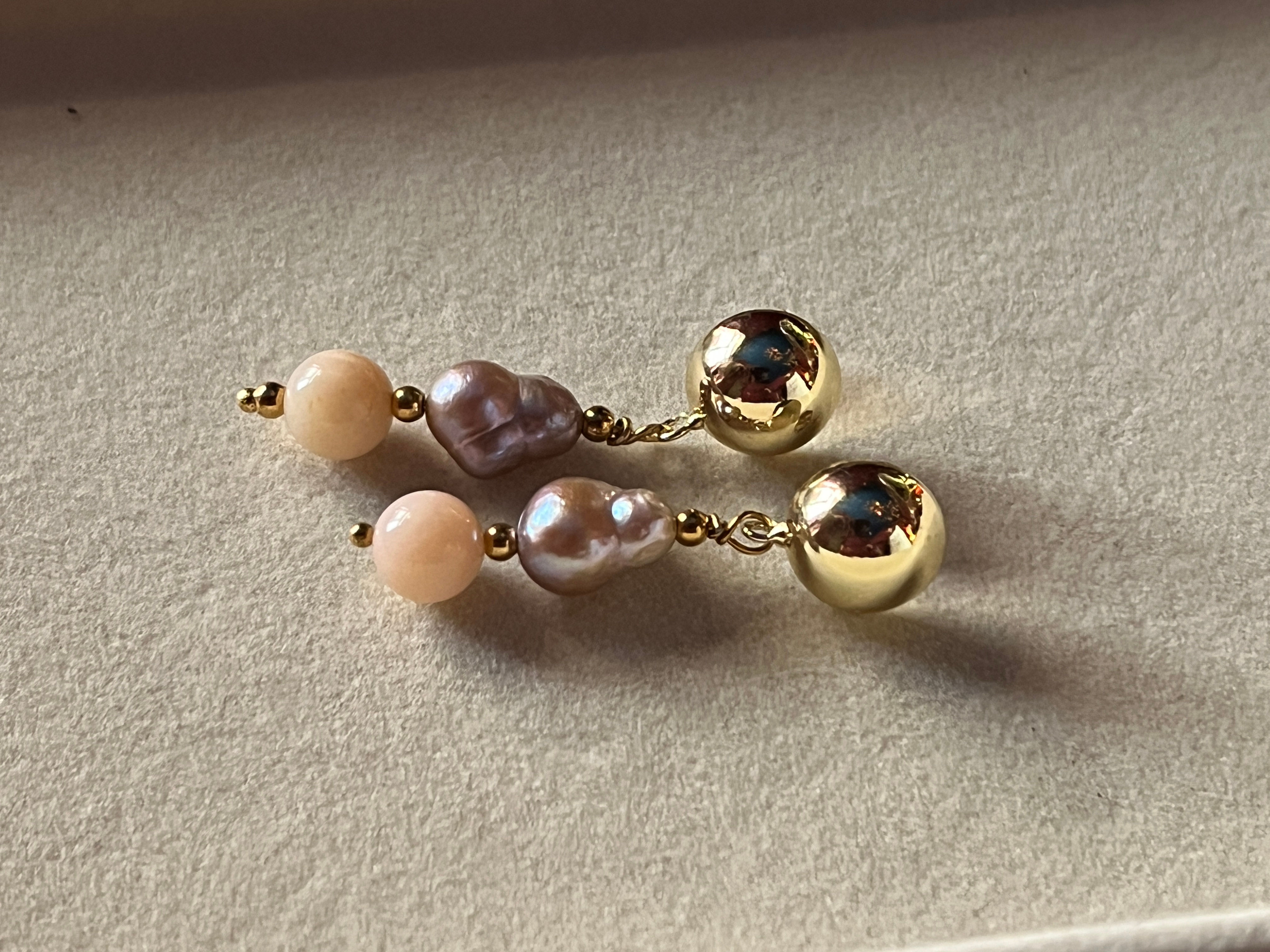 Orecchini opale rosa e perla 