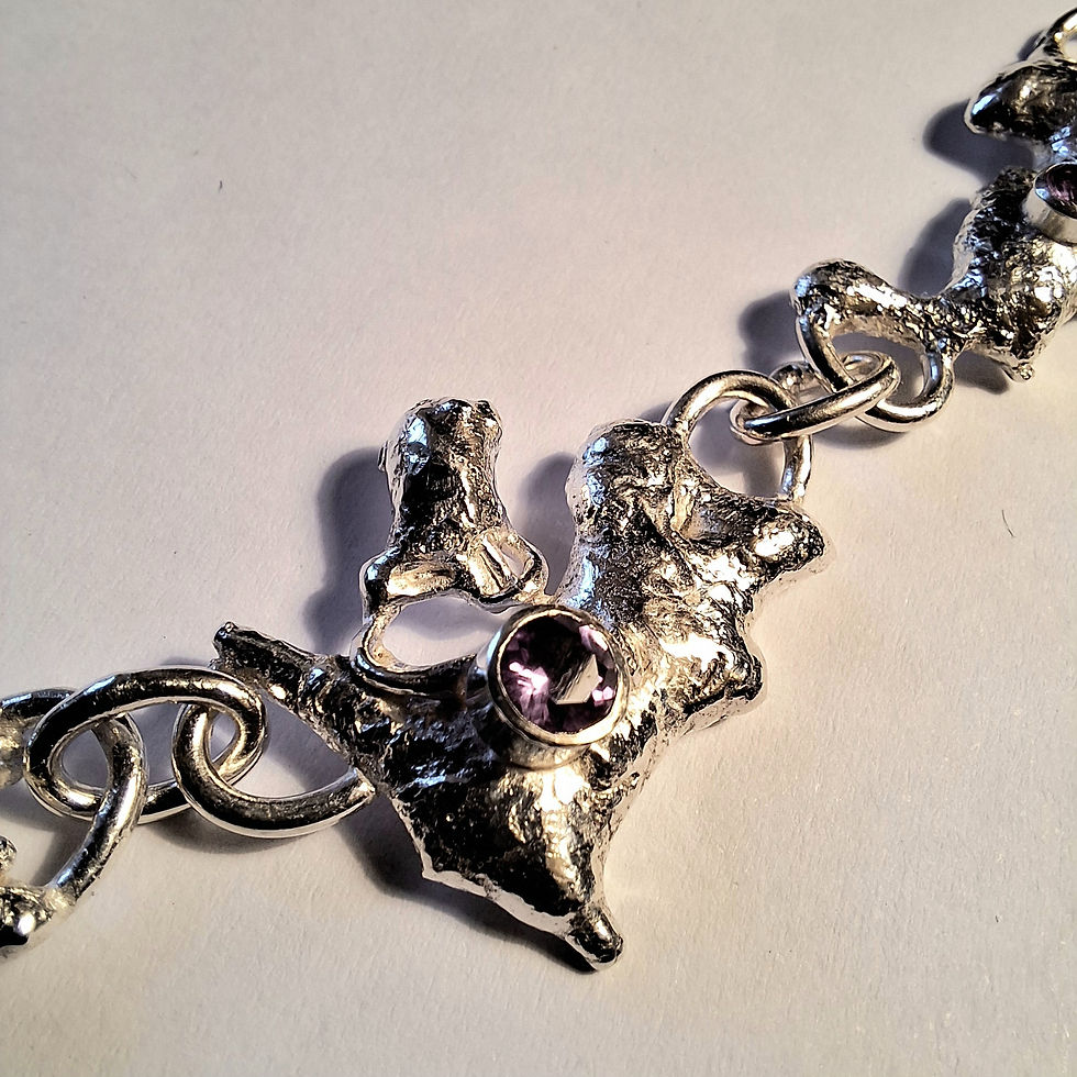 Thumbnail: Silver and Amethyst Lava Necklace