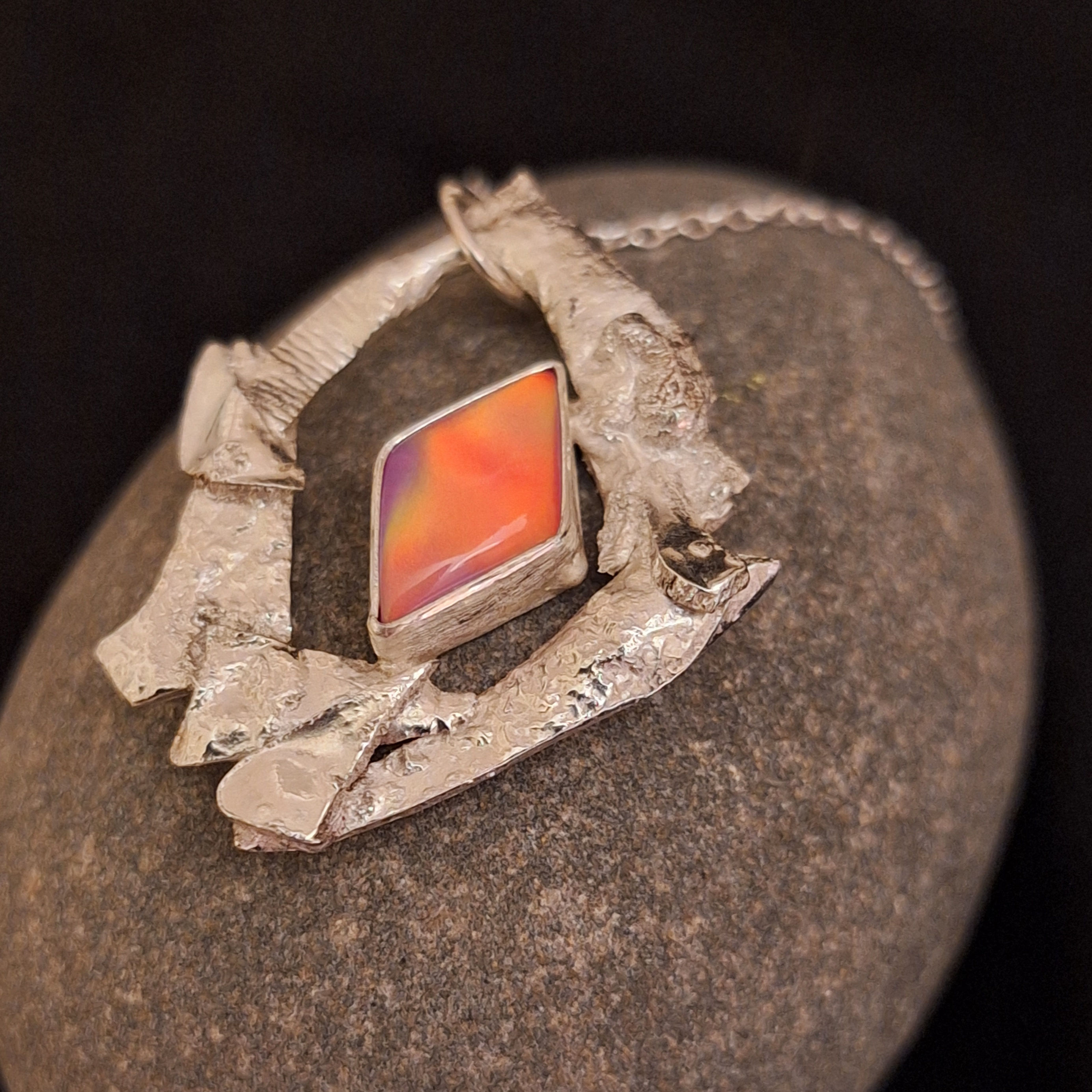 Aurora Opal Lava Pendant