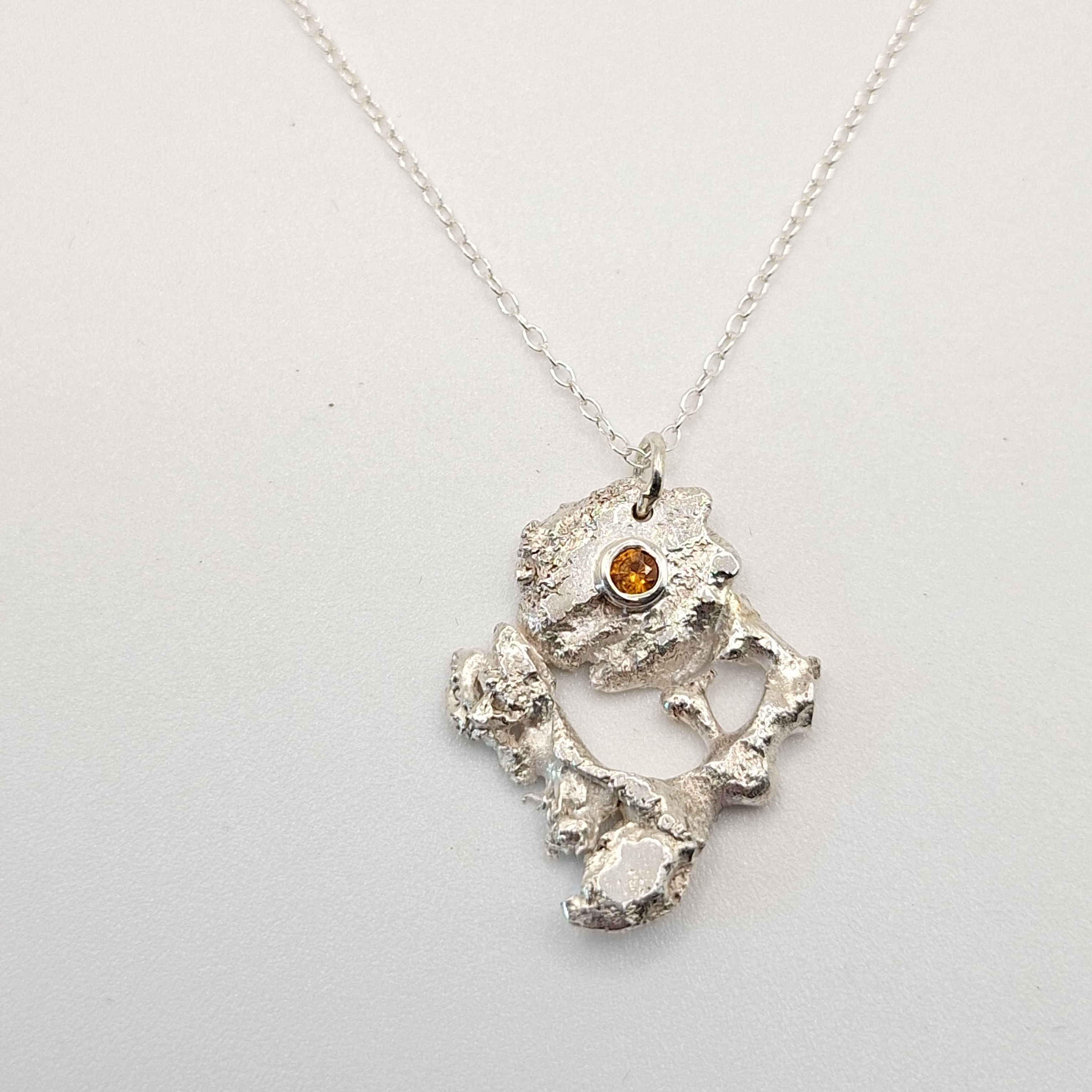 Mandarin Garnet Lava Flower Pendant