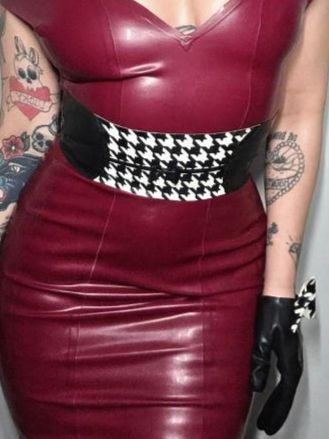 Latex Houndstooth Waist Belt