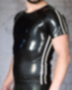 latex sports t shirt classic cut contrasting trims over sleeves and side of torso