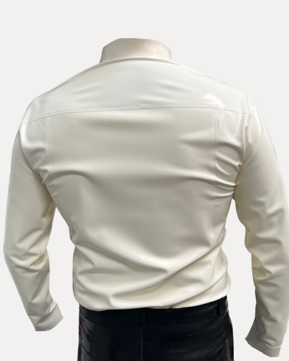 Thumbnail: latex dress shirt with push poppers to fasten and crisp collar