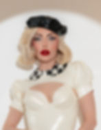 latex peter pan collar in houdstooth with back zip puff sleeves perfect outfit topper