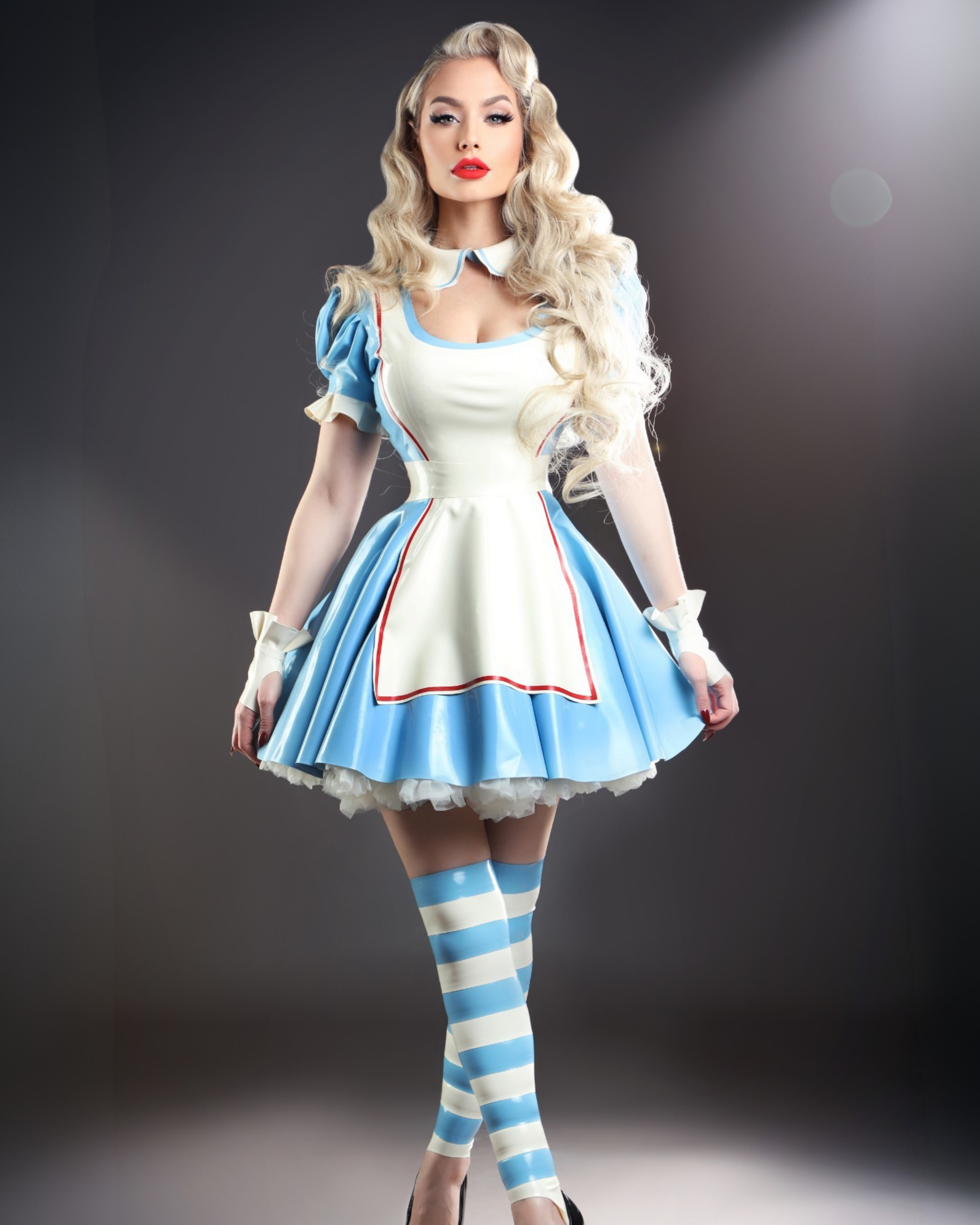 latex version of alice in wonderland full set too with stockings and gloves