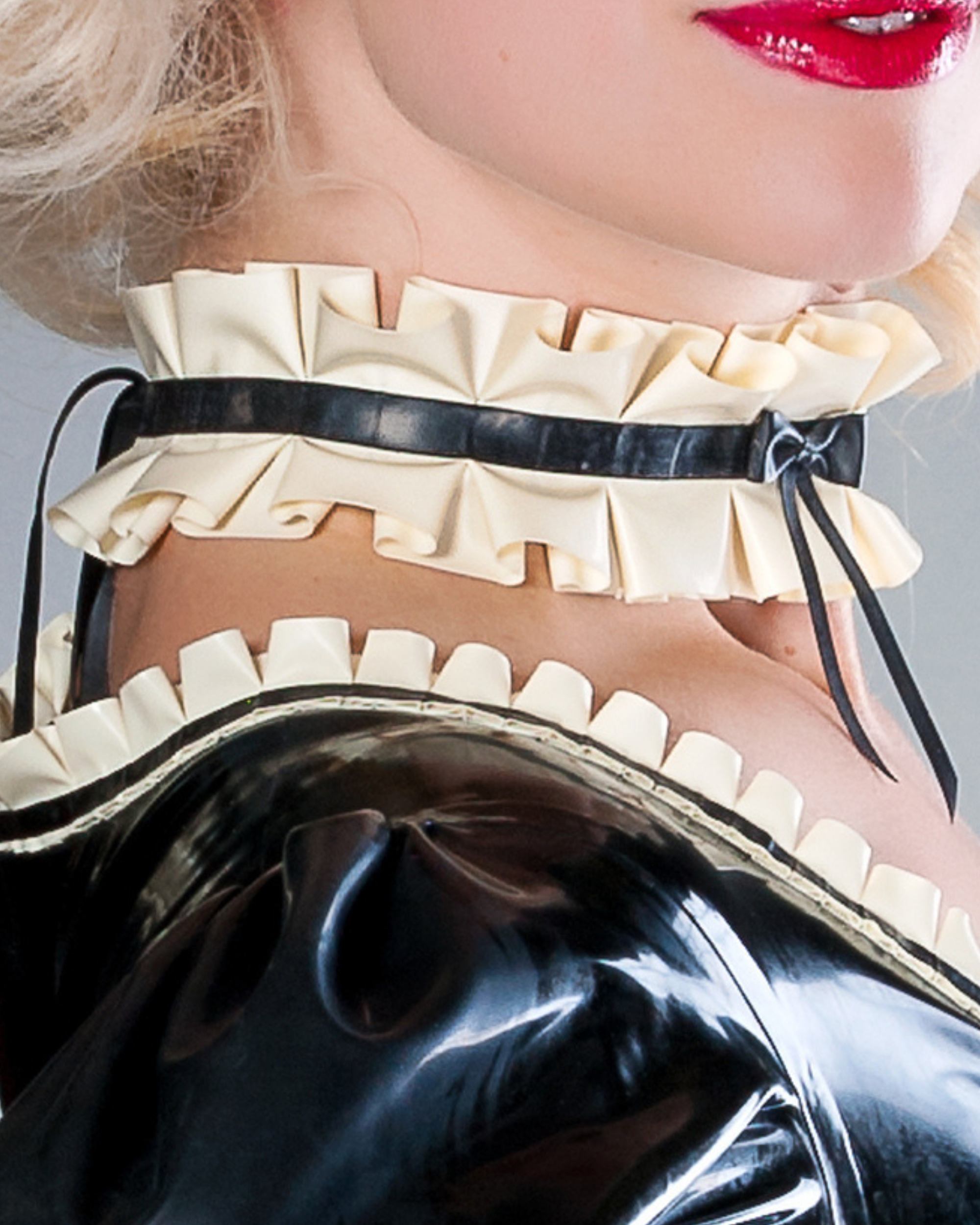 self tie french maid collar with 2 colours and hand made tiny bow detailing