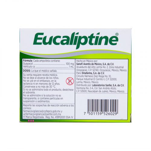 Miniatura: Eucaliptine guayacol 10 ampolletas