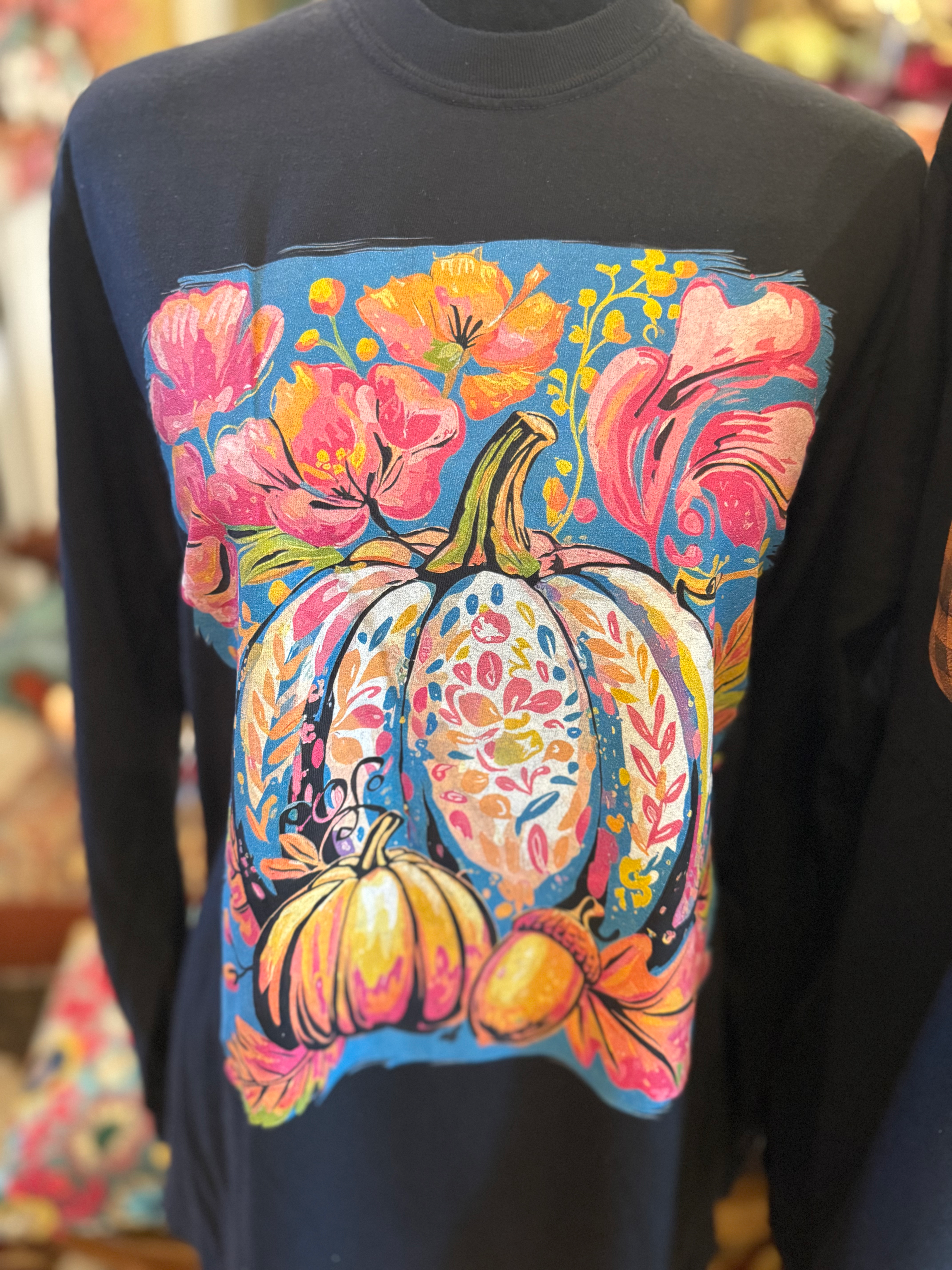 Fall Floral Pumpkin Comfort Colors Shirt,Floral Fall Top🍂