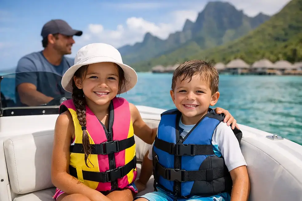 Sécuriser les enfants en bateau à Tahiti