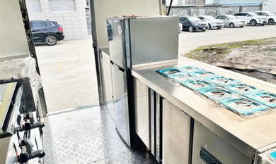 Cold bin setup on fridge for food trailer.JPG