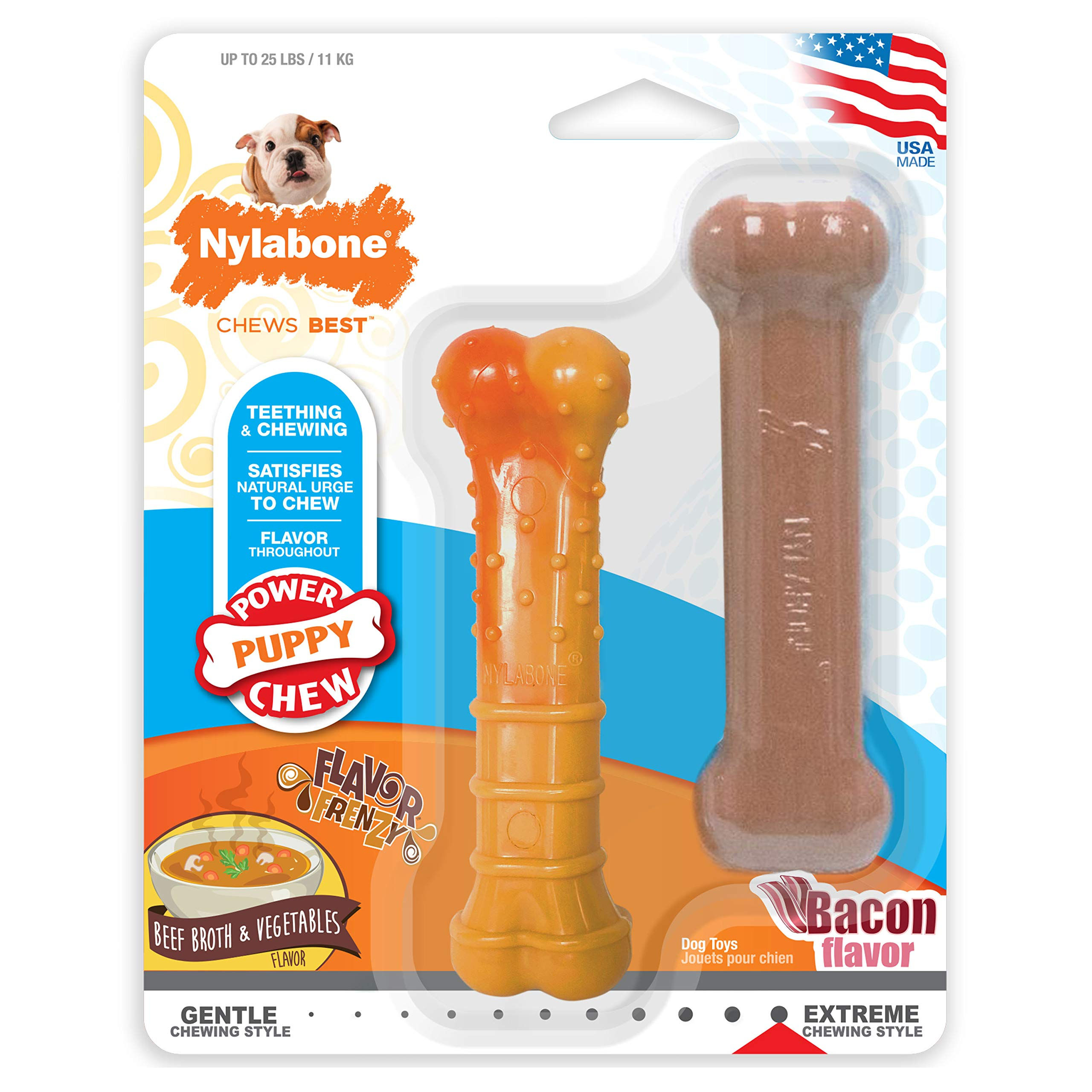 Nylabone Puppy Power Chew Toy - Tough and Durable Puppy Chew Toy for Teething -