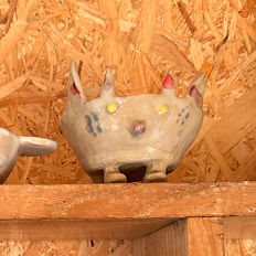 création lors d'un atelier parent enfant, bol monstre