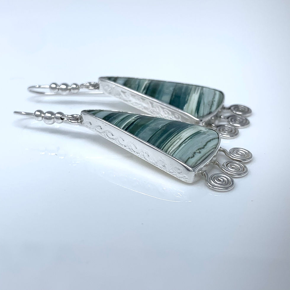 Thumbnail: Blue-Green Sails on Waves Earrings