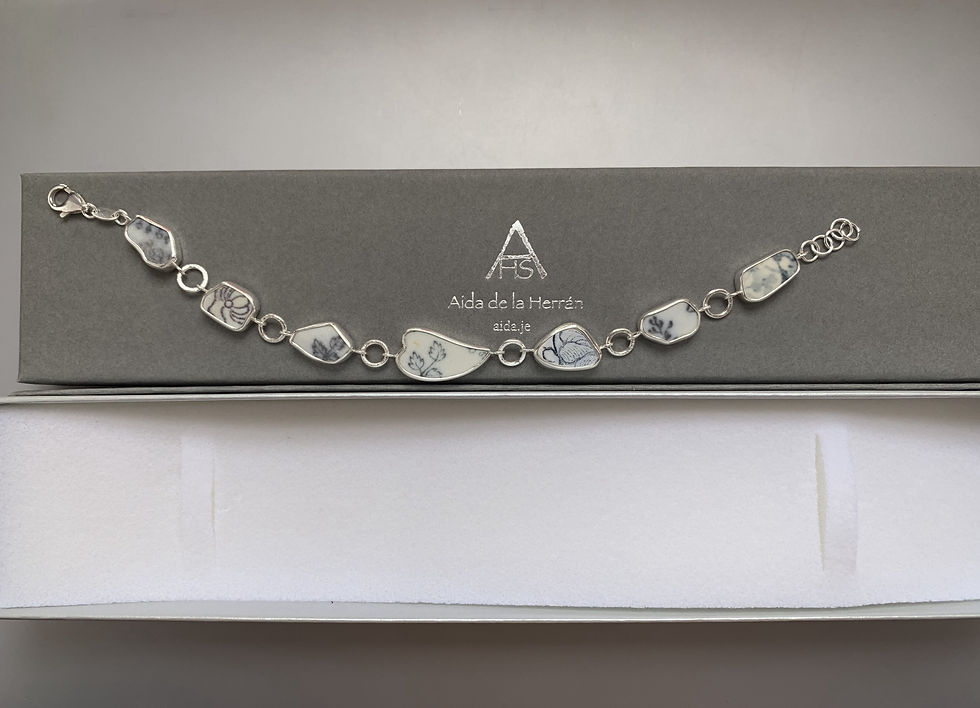 Thumbnail: Grey Jersey Beach Pottery Silver Bracelet