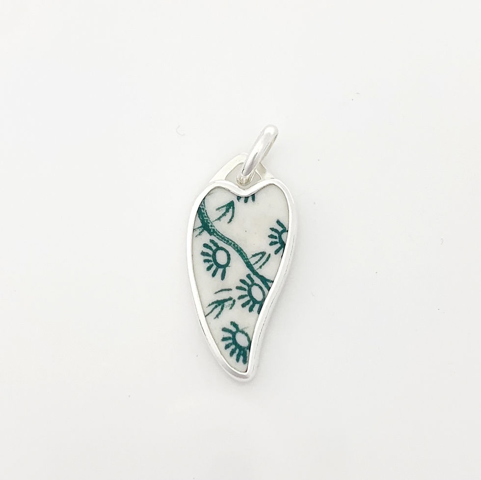 Green Pine Needle Branch Silver Pendant