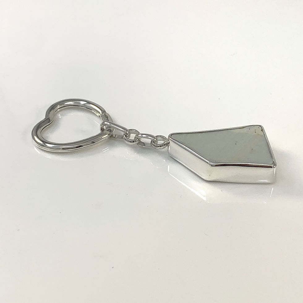 Thumbnail: Silver Keyring with a blue Pottery Shard