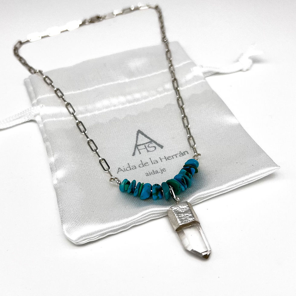 Thumbnail: Crystal Quartz Point withTurquoise Nuggets Necklace