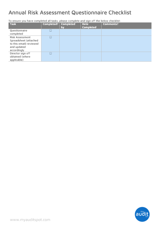 Risk Assessment Questionnaire