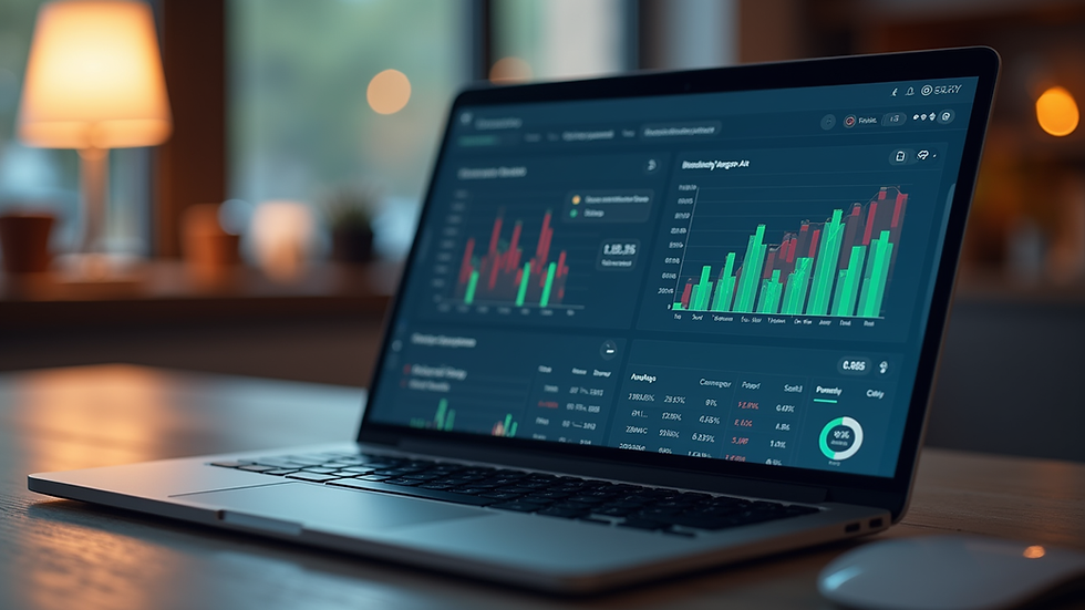 Close-up view of a laptop screen showing video analytics dashboard