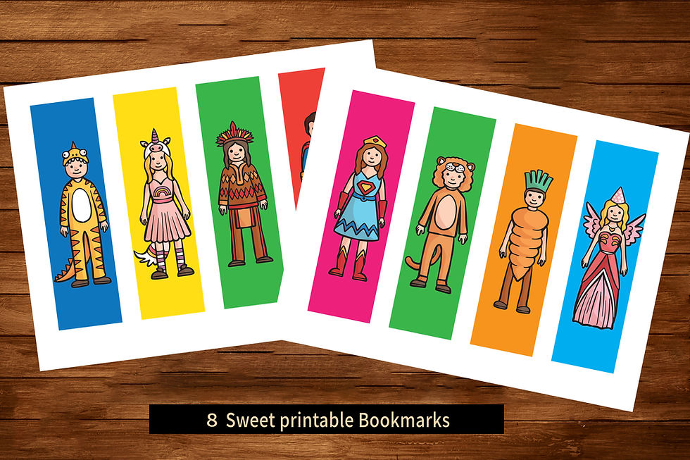 סמניות מתוקות עם דמויות מצוירות, 8 Sweet printable Bookmarks. Mokile Art