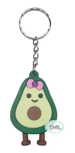 מחזיק מפתחות אבוקדו חמוד עם קשת ושרשרת מתכת המקשרת Mokile Art