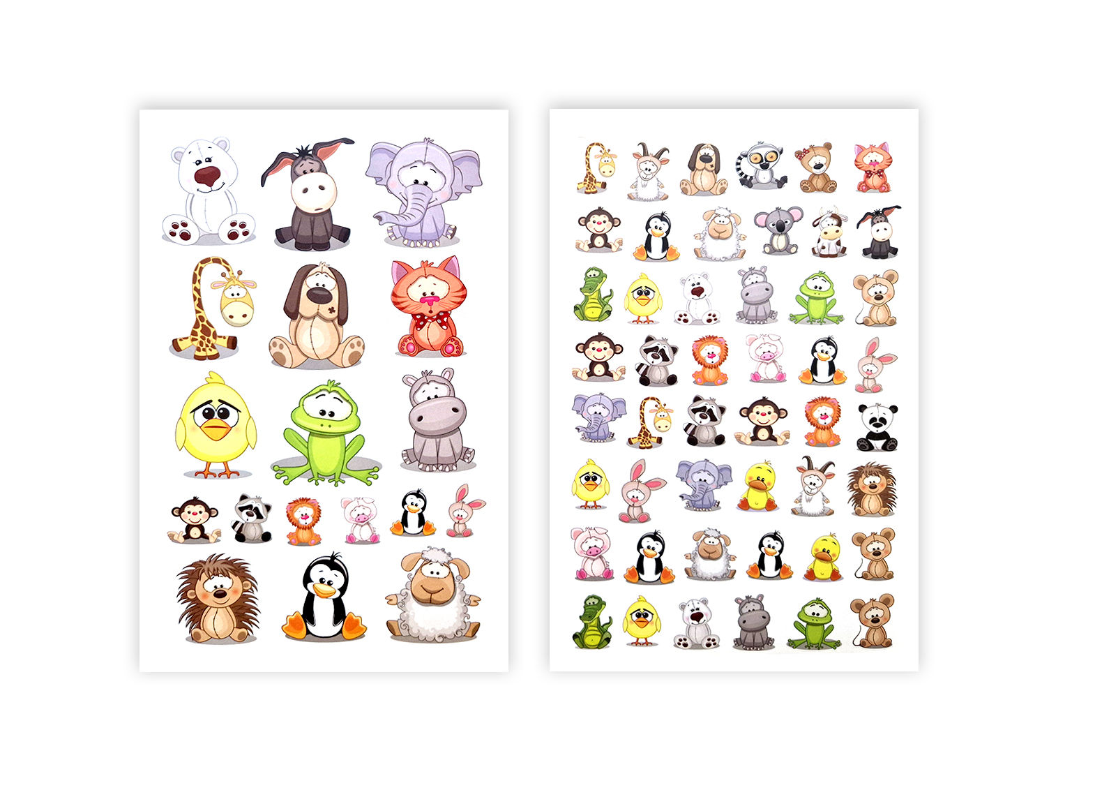 דפי מדבקות חיות מצוירות צבעוניות, Mokile Art, מדבקות לכריכים לילדים בעברית