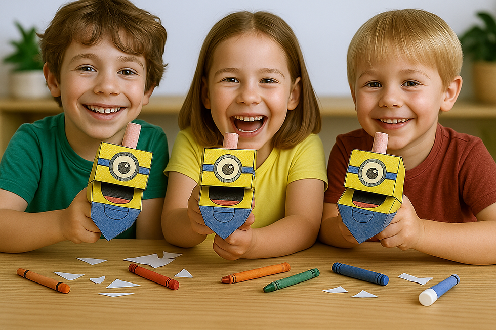 ילדים משחקים עם סביבוני "קוקו" צבעוניים – פעילות חנוכה ישראלית בגן