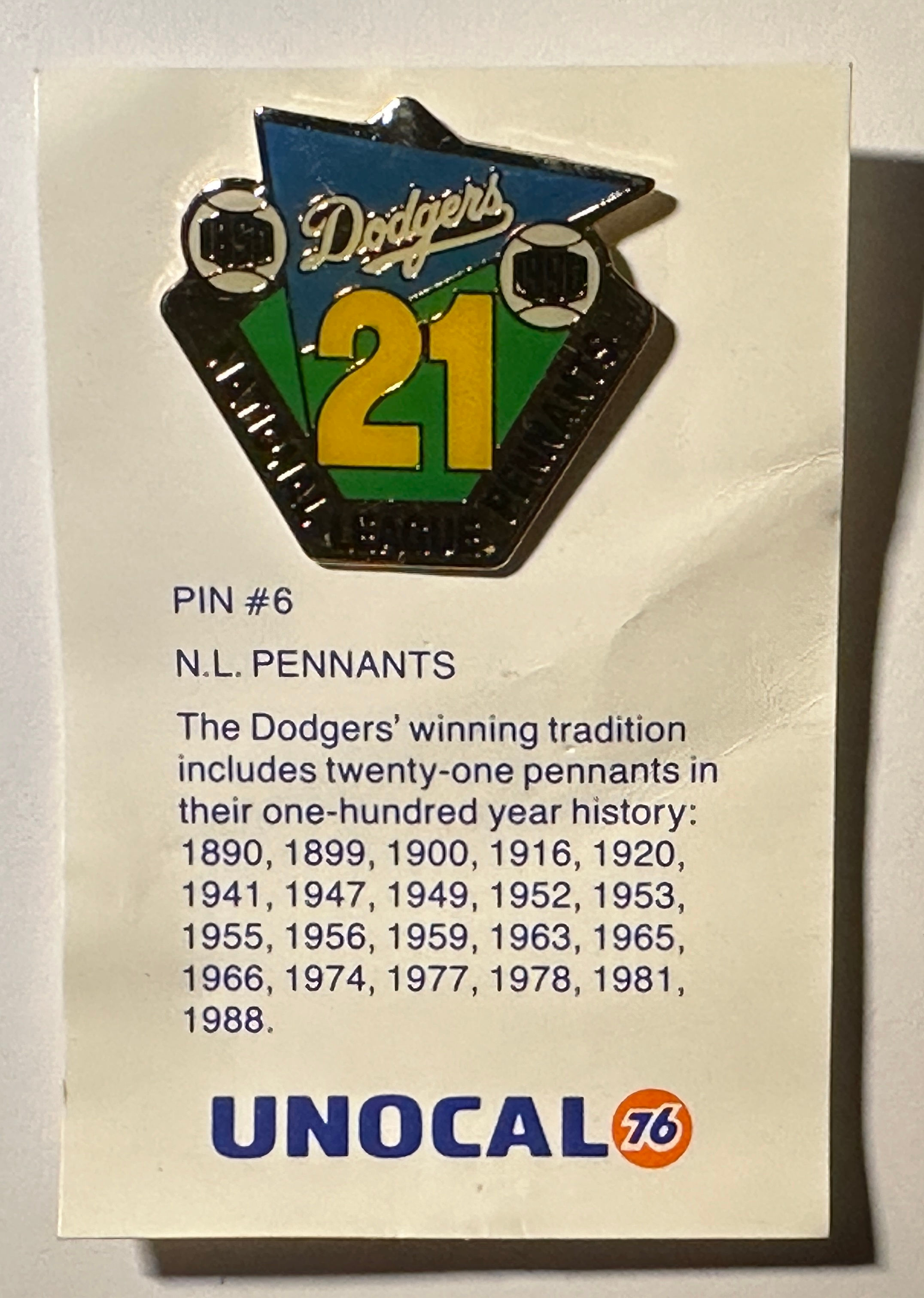 1990 Dodgers collectable pin #6