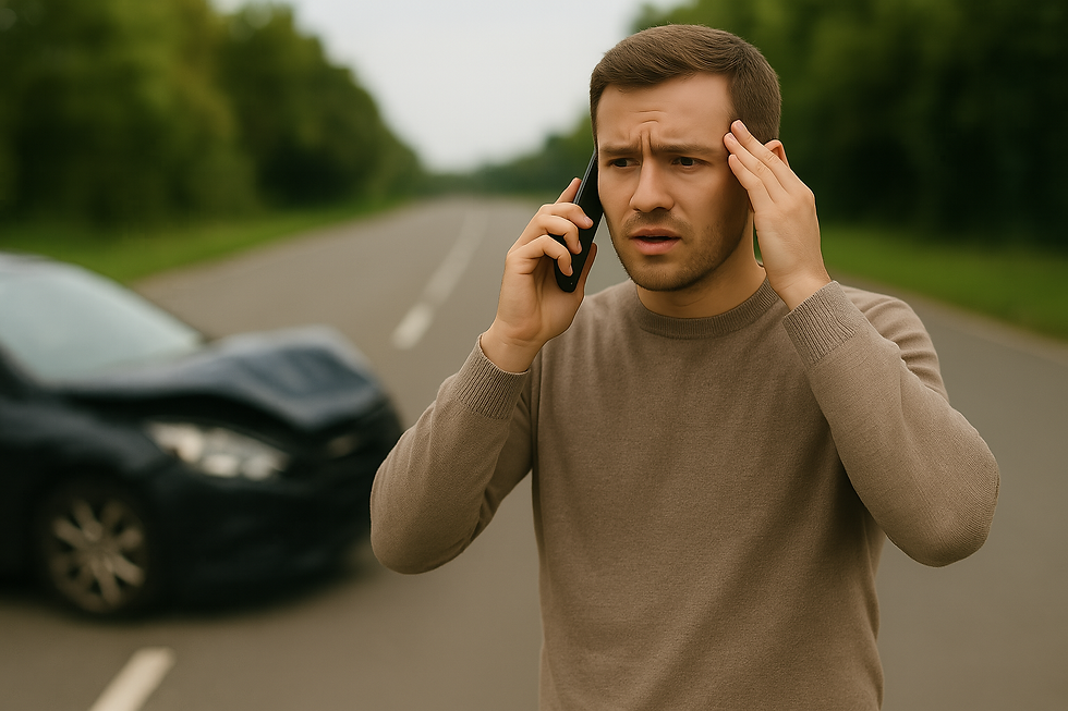Verzweifelter Mann ruft Notruf nach Verkehrsunfall
