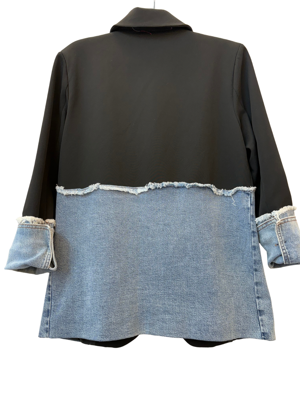 Thumbnail: Black Blazer Jacket with Sewn Denim Detail