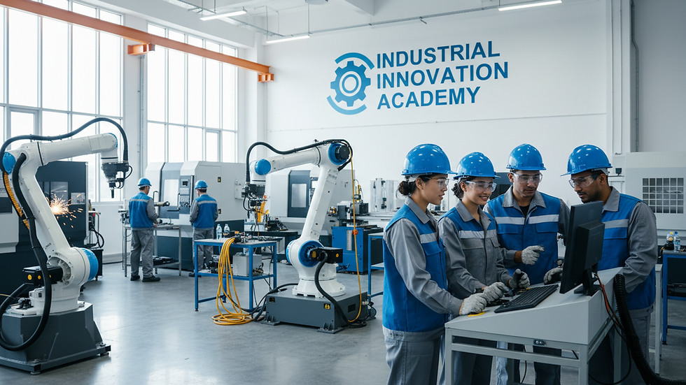 Eye-level view of industrial training workshop with machinery
