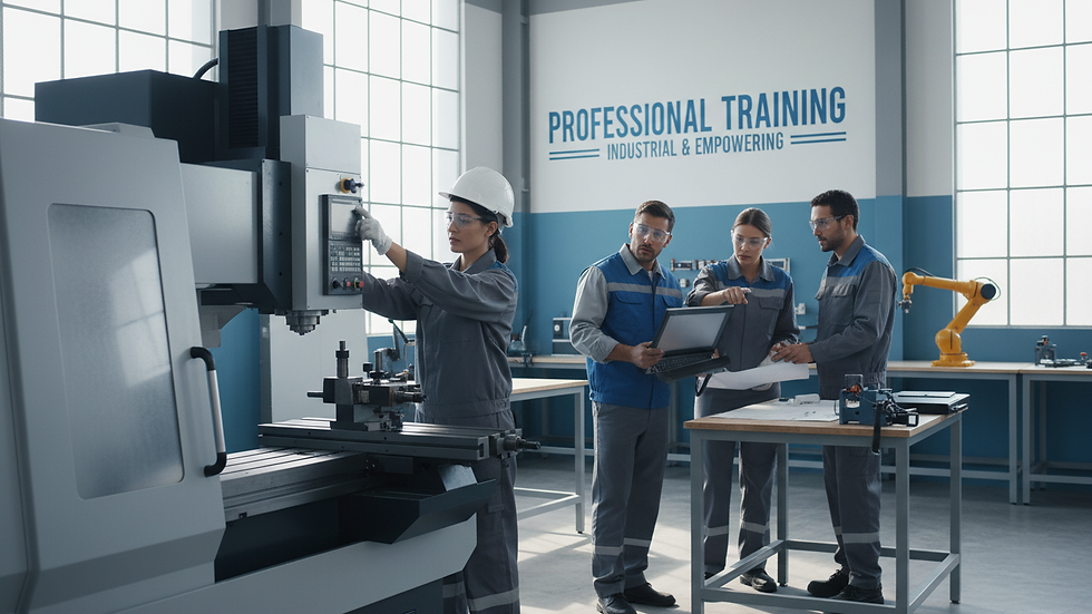 Close-up view of vocational training equipment in a workshop