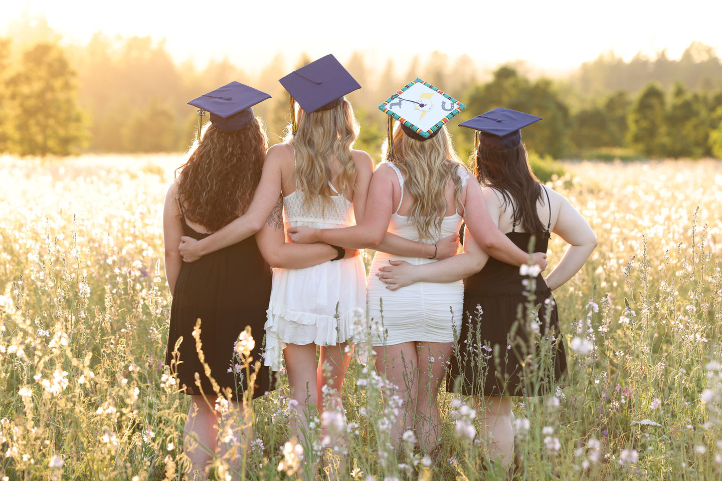 High School Cap and Gown Looking into the future
