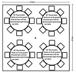 seating arrangements for 20x20 rental party tent